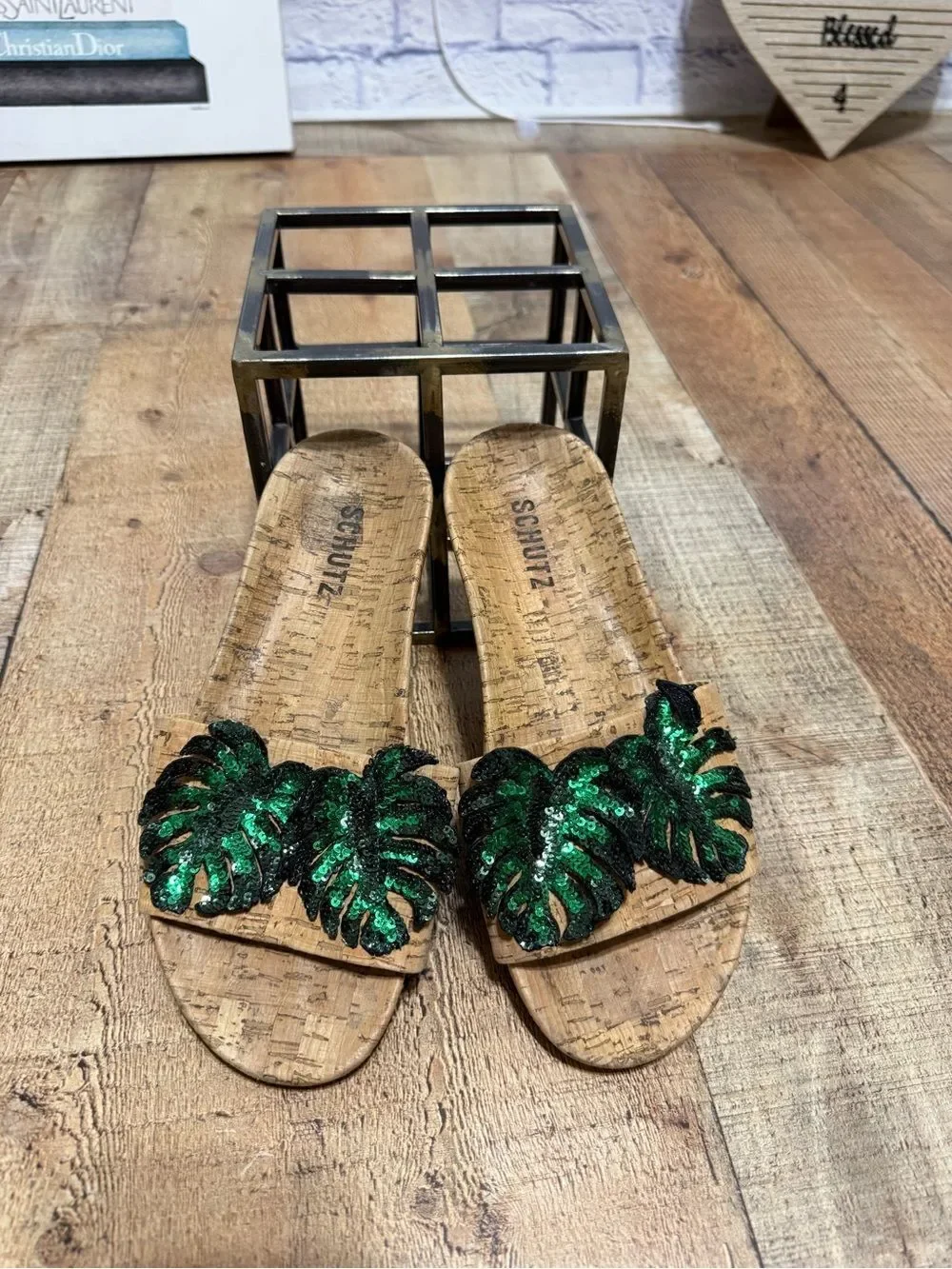 Schutz Thayna Sequin Palm Slides